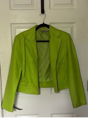 ❤️🔥Newport News - Lime Green Vintage Leather Blazer - 14W